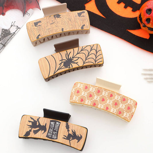WITCH PRINT LEATHER WESTERN HAIR CLAW CLIPS
