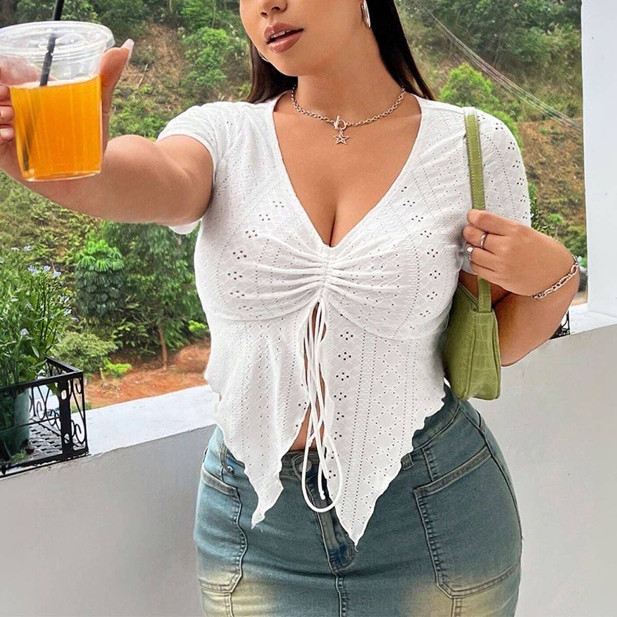 Sweet & Spicy Style V-Neck Tight T-Shirt