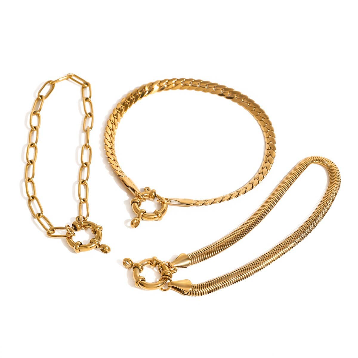 Fashion 18K Gold Steel Paperclip Heart Bracelet_CWAJE4888