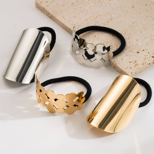 Brushed Metal Hollow Low Ponytail Hair Tie_CWAHA6252