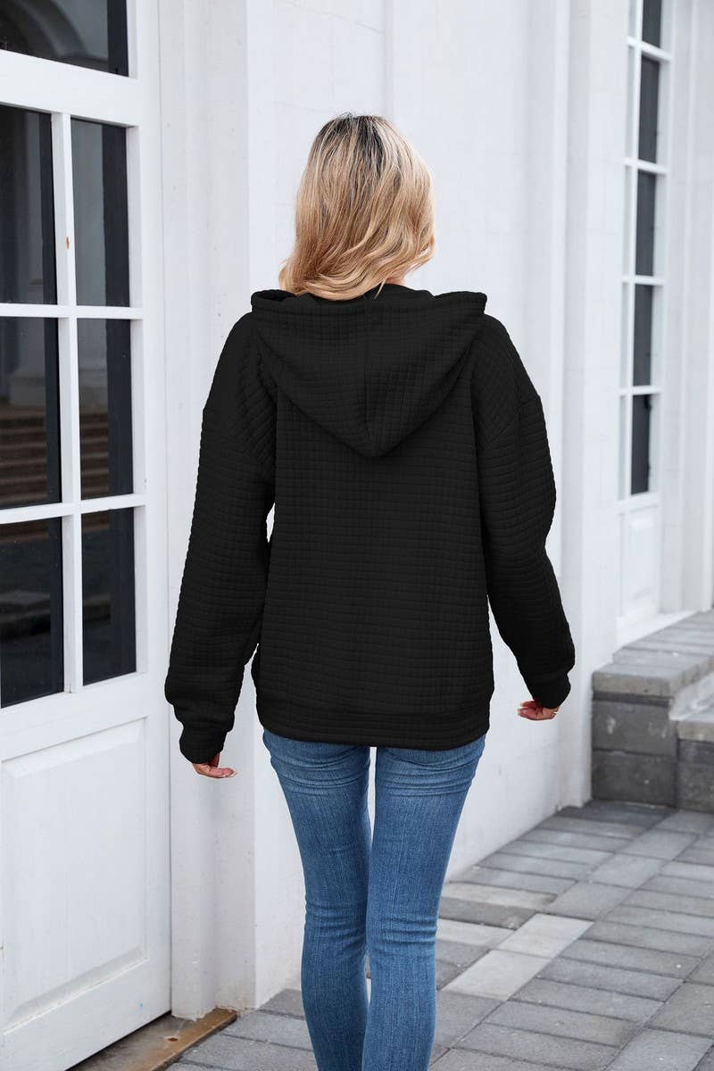 CWOHOL00659_CASUAL POCKET DRAWSTRING LONG SLEEVE HOODIE