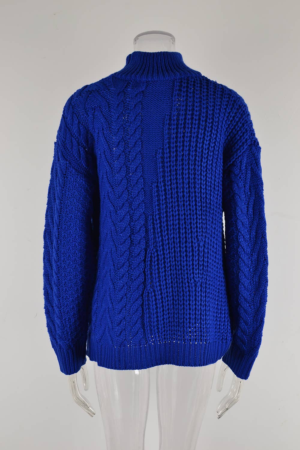 TWIST KNIT HALF TURTLENECK SOLID COLOR SWEATER