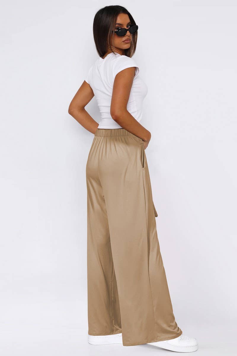CWBLP01042_SOLID DRAWSTRING LOOSE WIDE LEG PANTS
