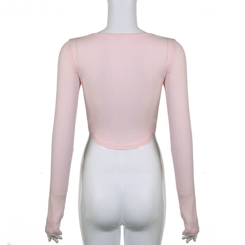 SLIM BOW IRREGULAR LACE PATCHWORK T-SHIRT