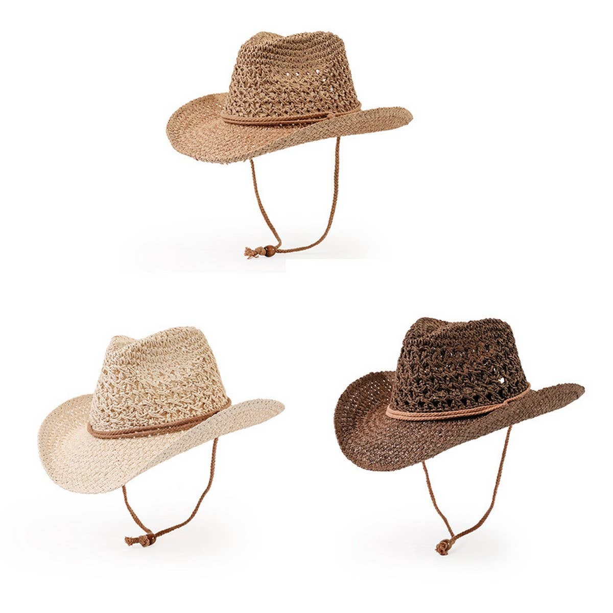 Retro flat top sunshade woven straw hat for women_CWAH3397
