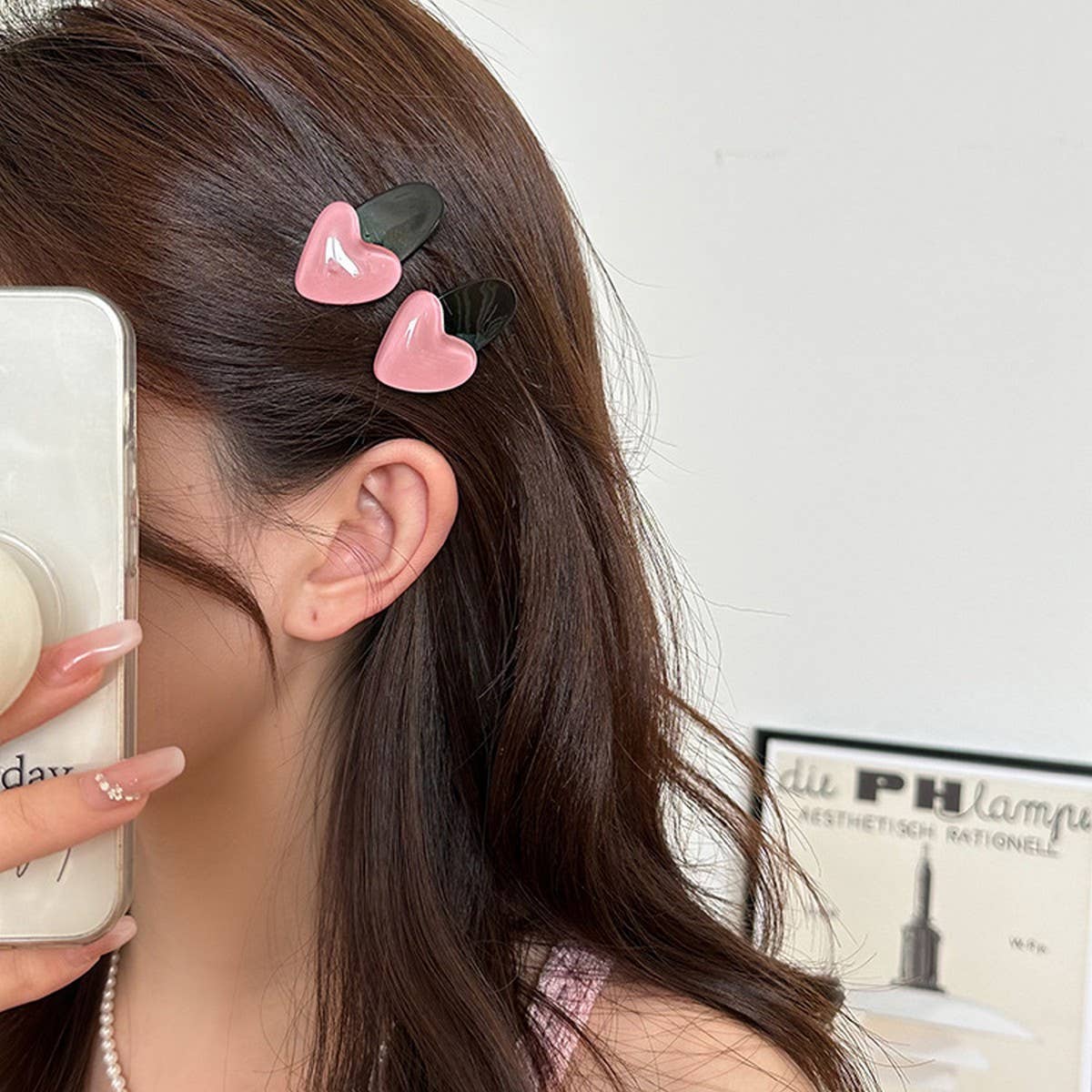 Cute Pink Heart Side Hair Clip, Summer BB Pin