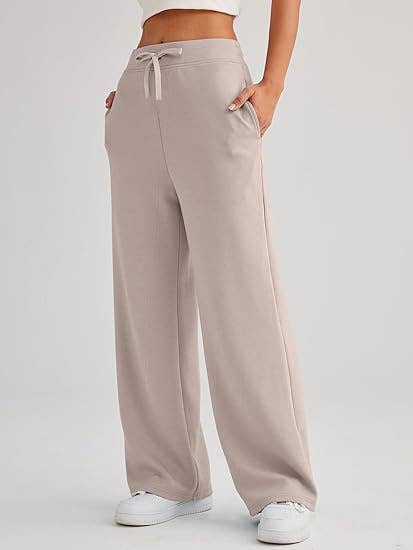 LACE-UP BAGGY HIGH-WAISTED WIDE-LEG PANTS