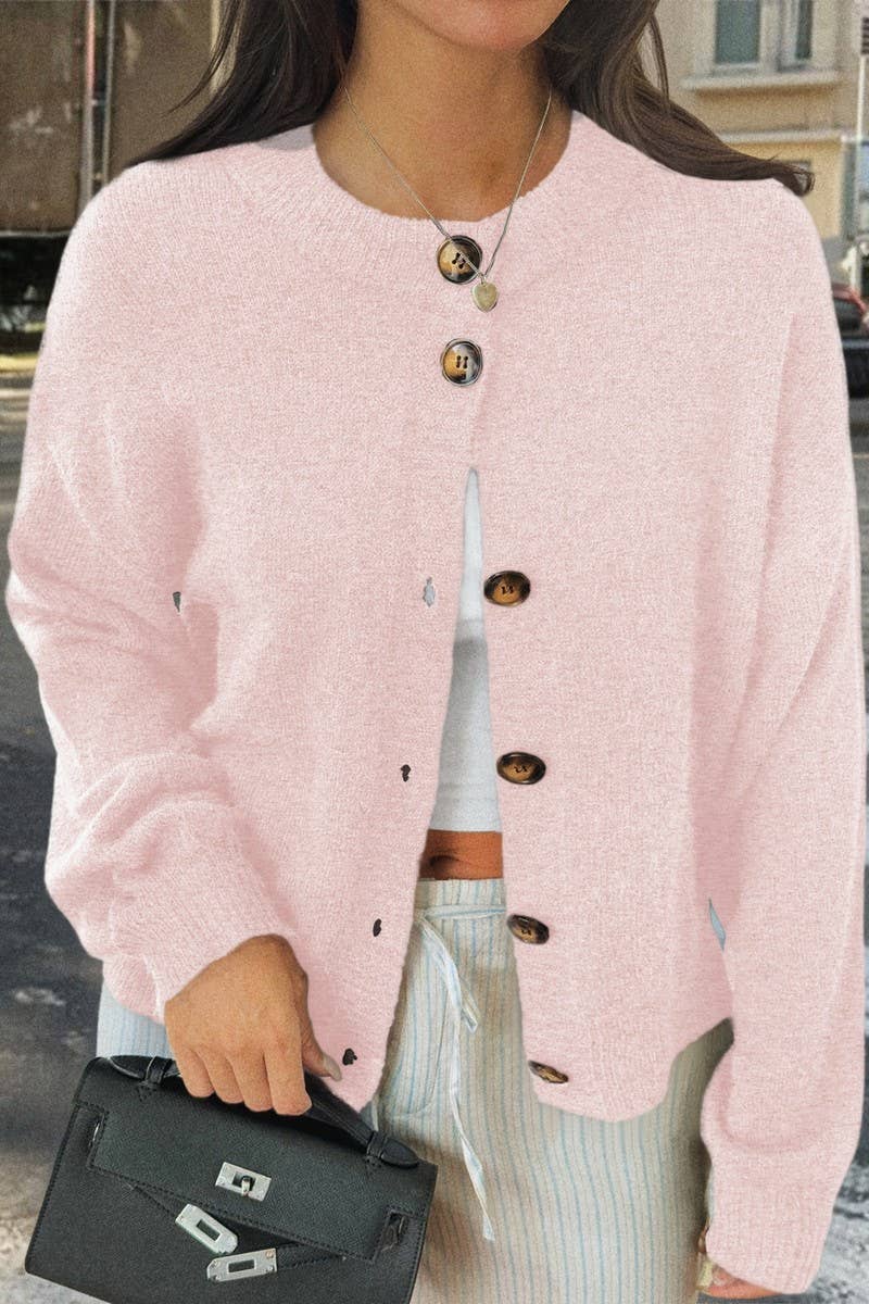 CWOCO00194_CASUAL SIMPLE BUTTON LONG SLEEVE KNIT CARDIGAN