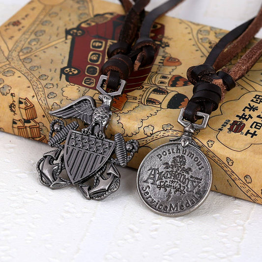 MEN'S VINTAGE COWHIDE PENDANT NECKLACE
