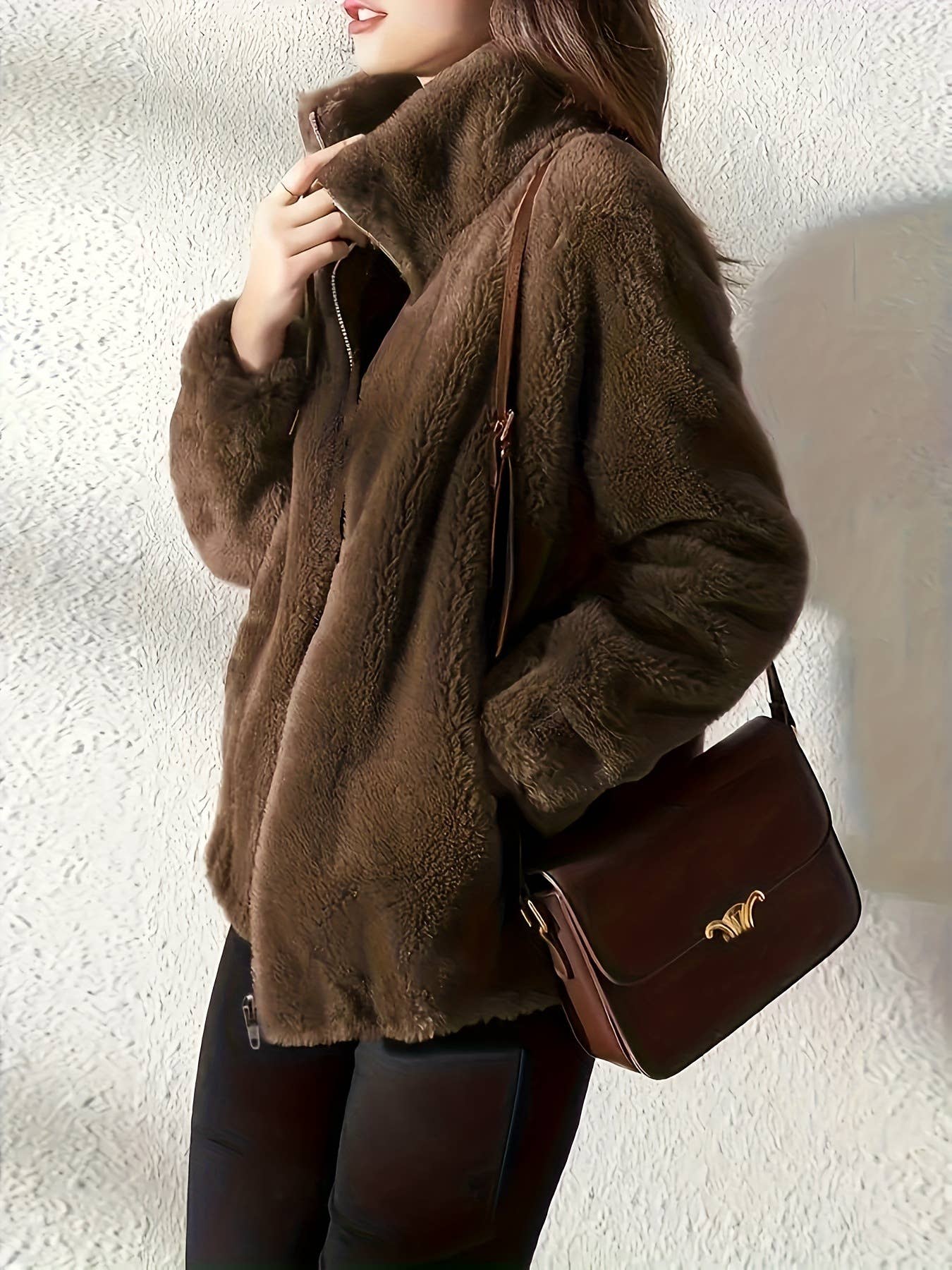 Thick fashionable and loose plush casual coat