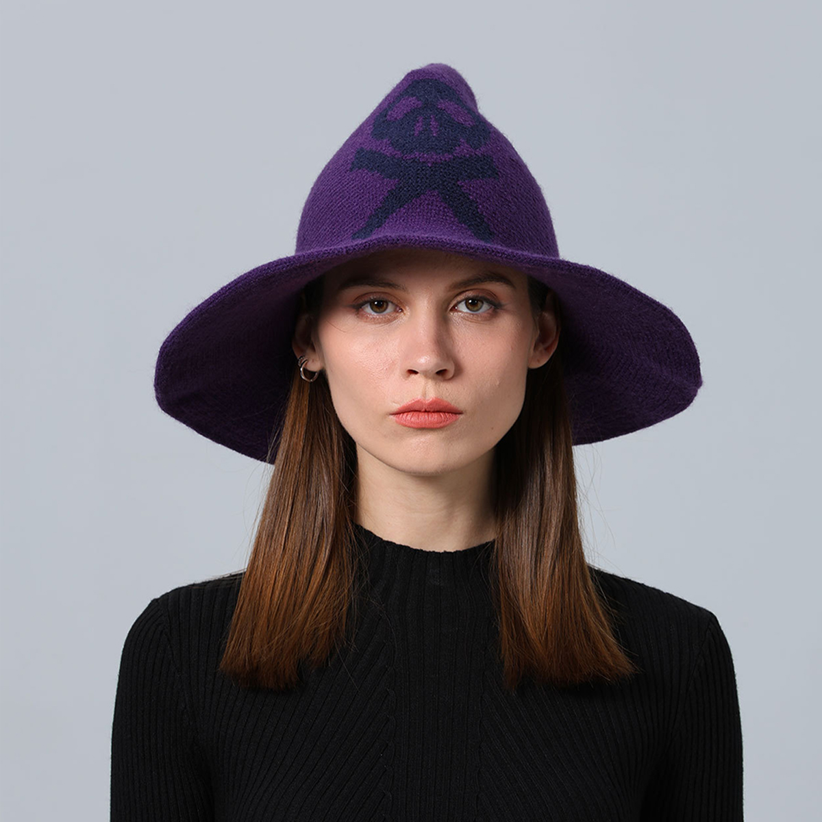 Skull Print Wizard Hat Halloween  Accessory_CWAH3991