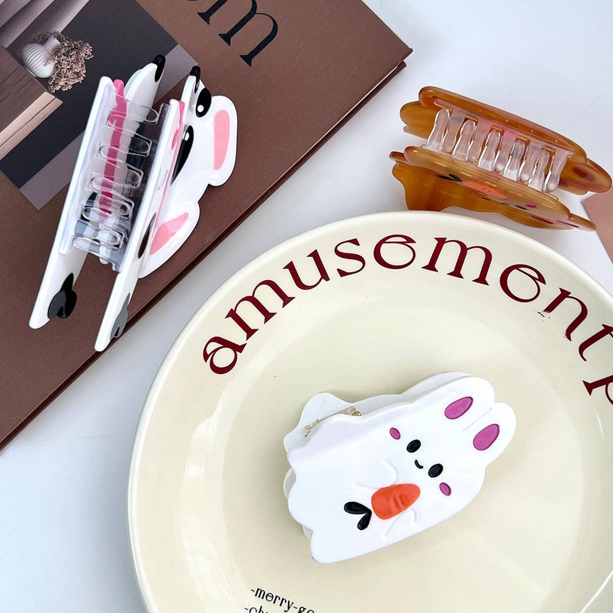 Cute Animal Bunny & Puppy Acetate Shark Clip