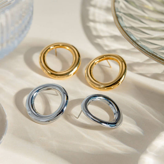 SIMPLE SQUARE ROUND IRREGULAR HOLLOW EARRINGS_CWAJE1780