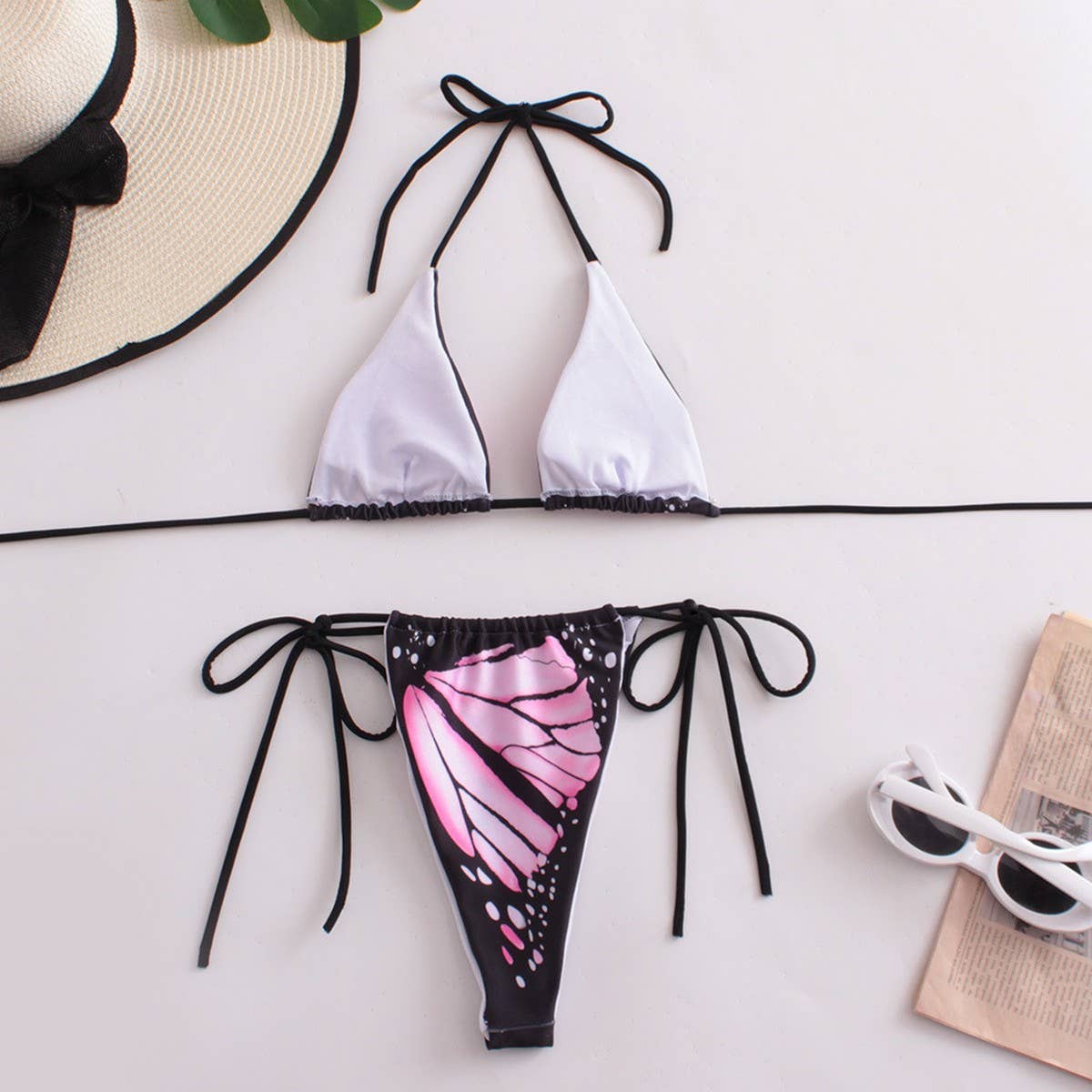 2-PIECE BIKINI SWIMSUIT WITH BUTTERFLY DESIGN PRINT_CWMW0178