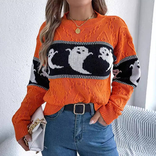 Ghost Long-Sleeved Knit Pullover Sweater