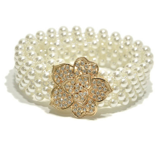 WOMEN'S PEARL RHINESTONE STRETCH WIDE BELT_CWABE0515