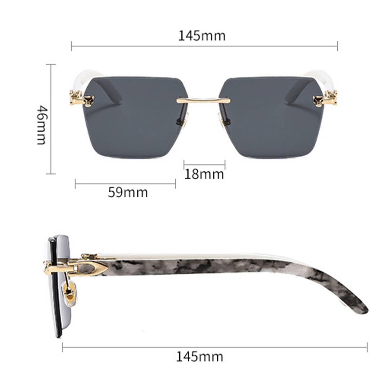 New Polygon Gradient Metal Sunglasses Leopard Head