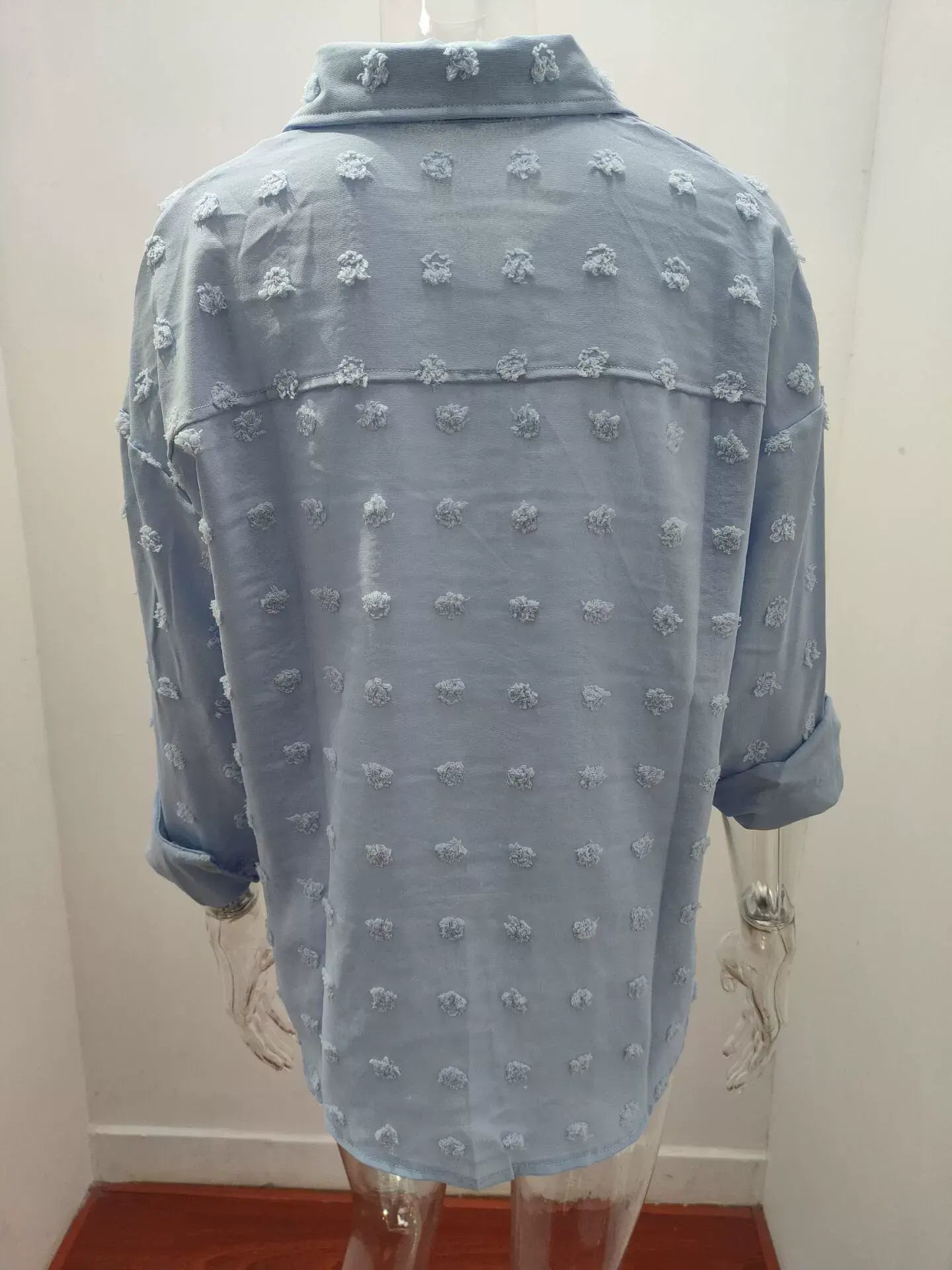 SOLID COLOR CHIFFON JACQUARD BREASTED SHIRT
