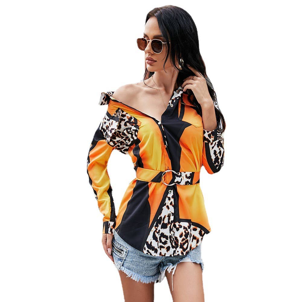 LEOPARD PRINT PATCHWORK STRAP CARDIGAN DRESS