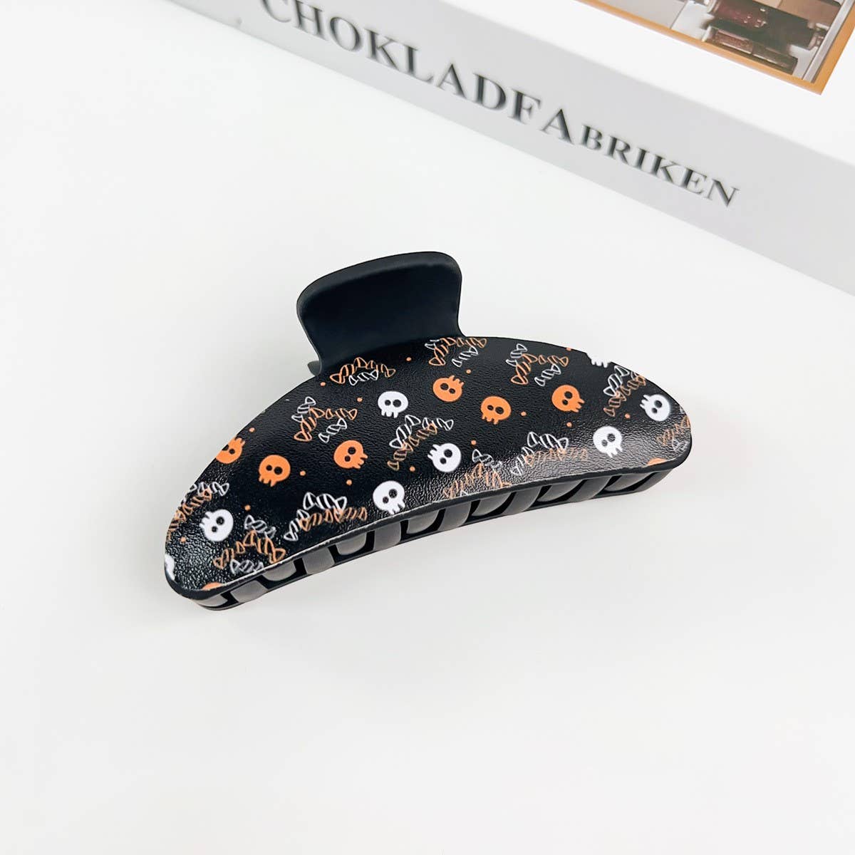 Gothic Halloween Claw Clip, Pumpkin & Ghost Design_CWAHA1443