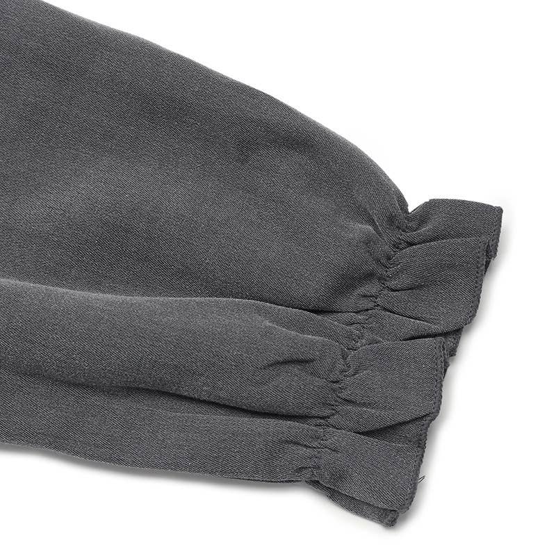 Solid-color ruffled loose stand-up collar dress