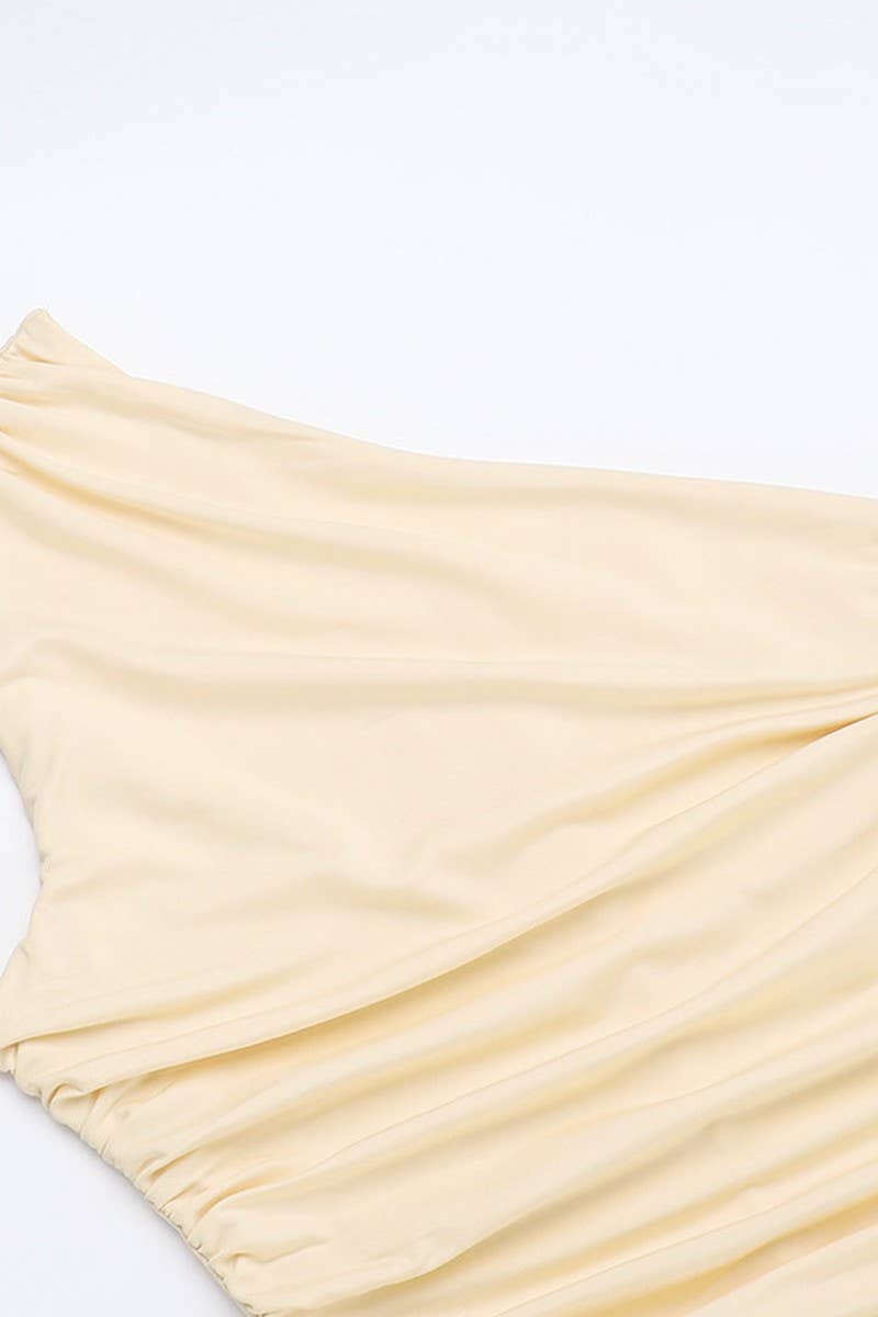 CWDMD5048_OFF-SHOULDER RUCHED BODYCON GOWN DRESS