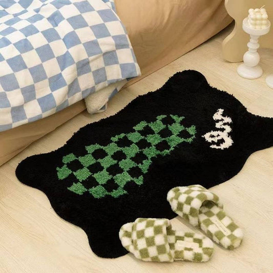 Fleece Bathroom Mat, Absorbent Non-Slip Door Rug