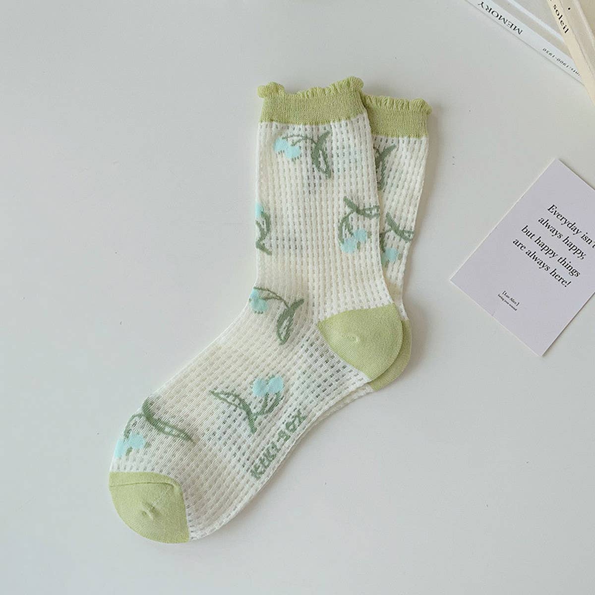 WOMEN THIN CUTE THREE-DIMENSIONAL FLOWER SOCKS