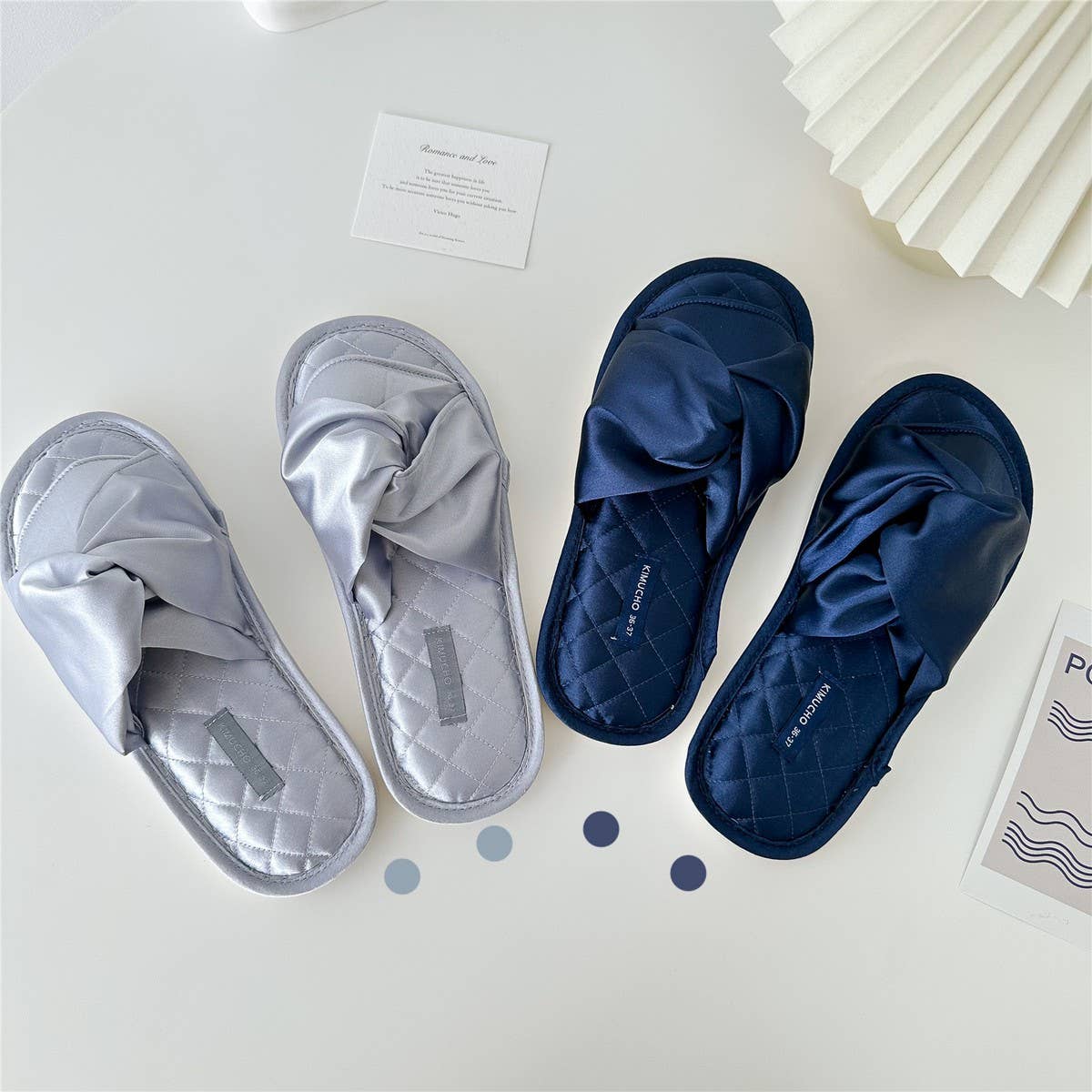 CROSS BOWKNOT FABRIC SLIPPERS INDOOR SLIPPERS