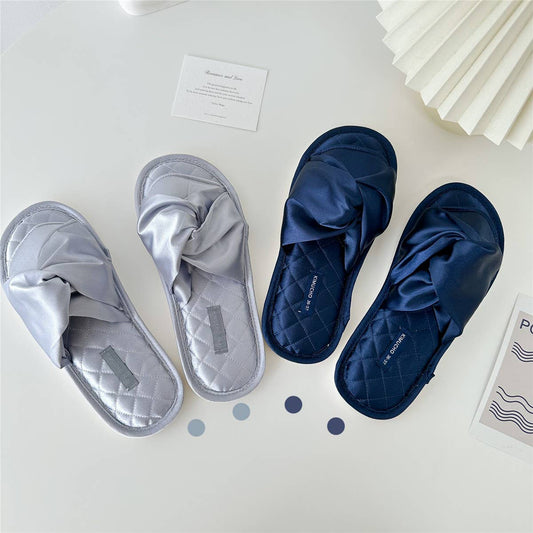 CROSS BOWKNOT FABRIC SLIPPERS INDOOR SLIPPERS
