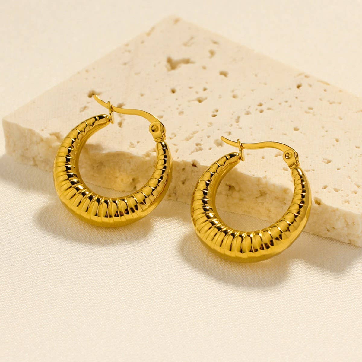 Minimal Hollow Hoop Stud Earrings for Women