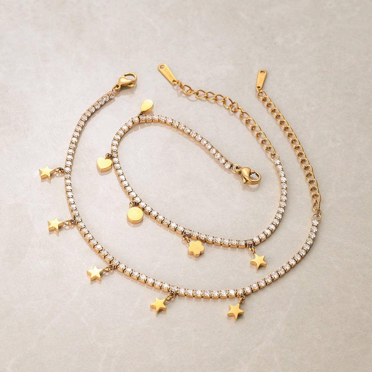 Luxury 18K Gold Star & Heart Zircon Necklace