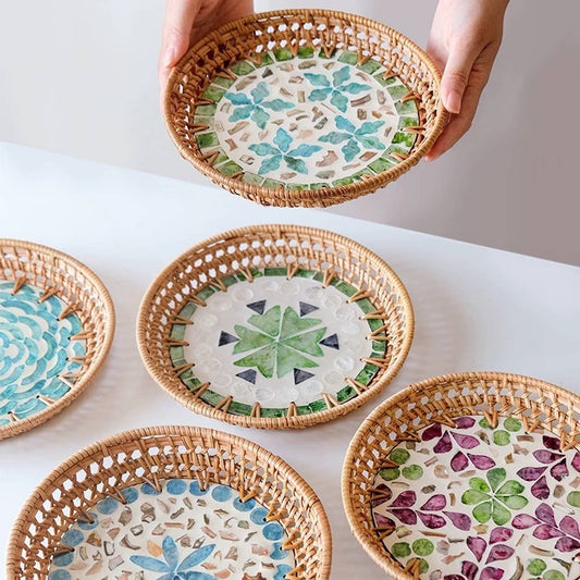 HAND-WOVEN RATTAN DESSERT CREATIVE FRUIT PLATE