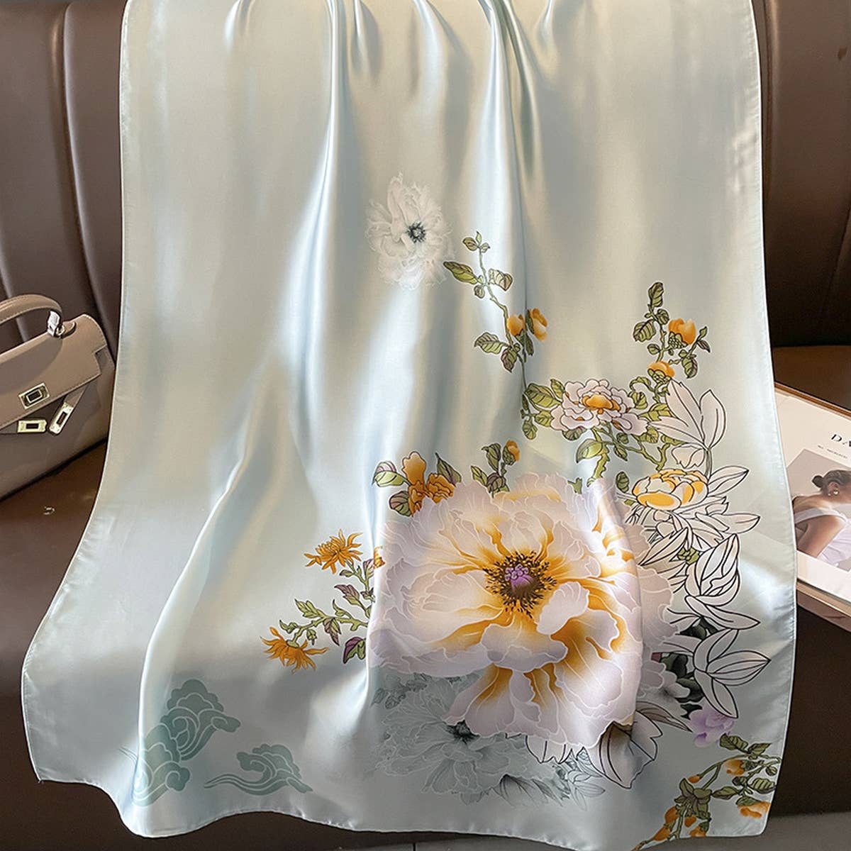 Elegant Printed Long Silk Scarf - Fashionable Wrap