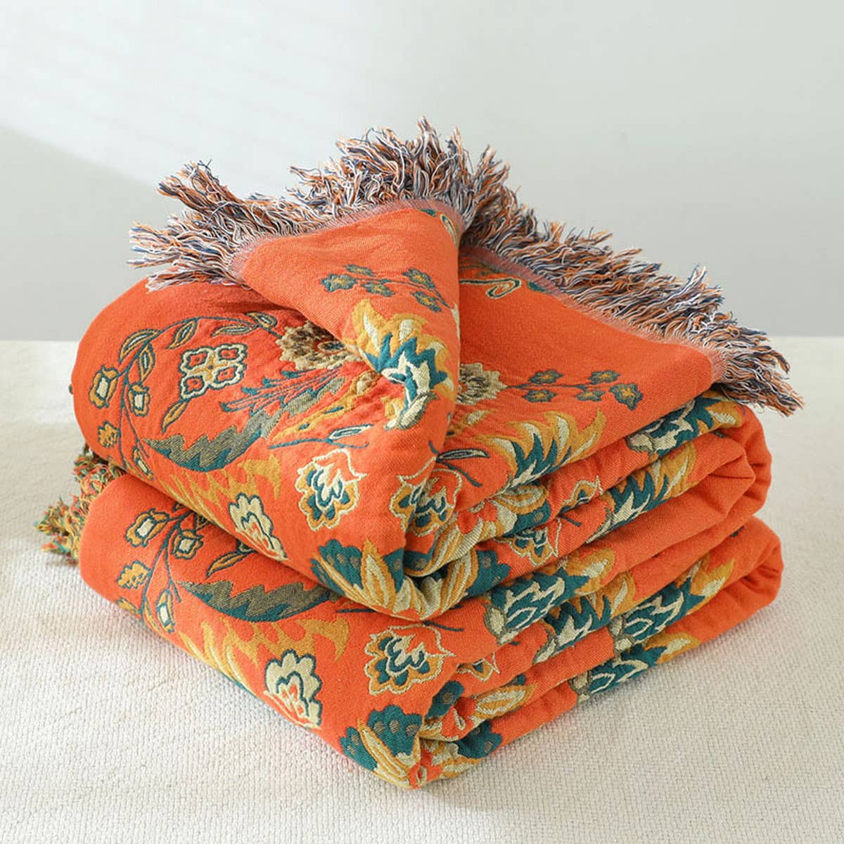 FLOWER TASSEL DOUBLE-SIDED BLANKET