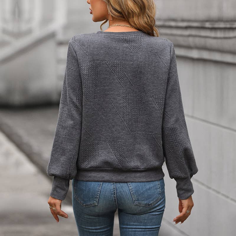 SOLID COLOR TEXTURE SENSE ROUND NECK HOODIE