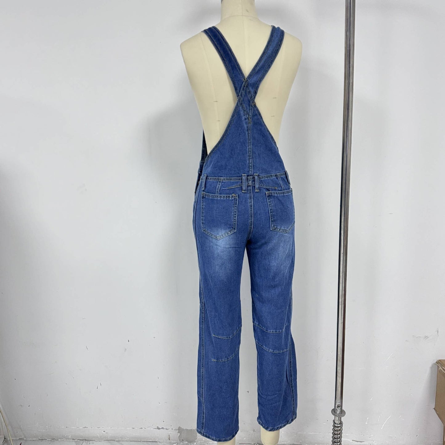 Washed vintage straight-leg workwear overalls