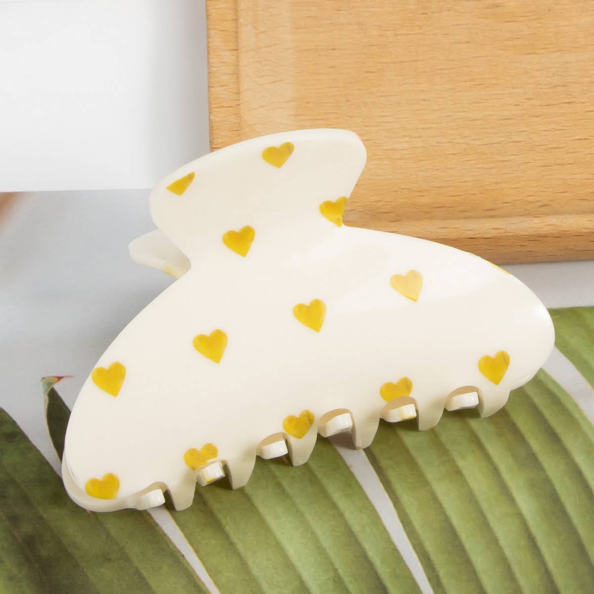 Mini Heart Acrylic Hair Claw,Creative Print Clip_CWAHA0678