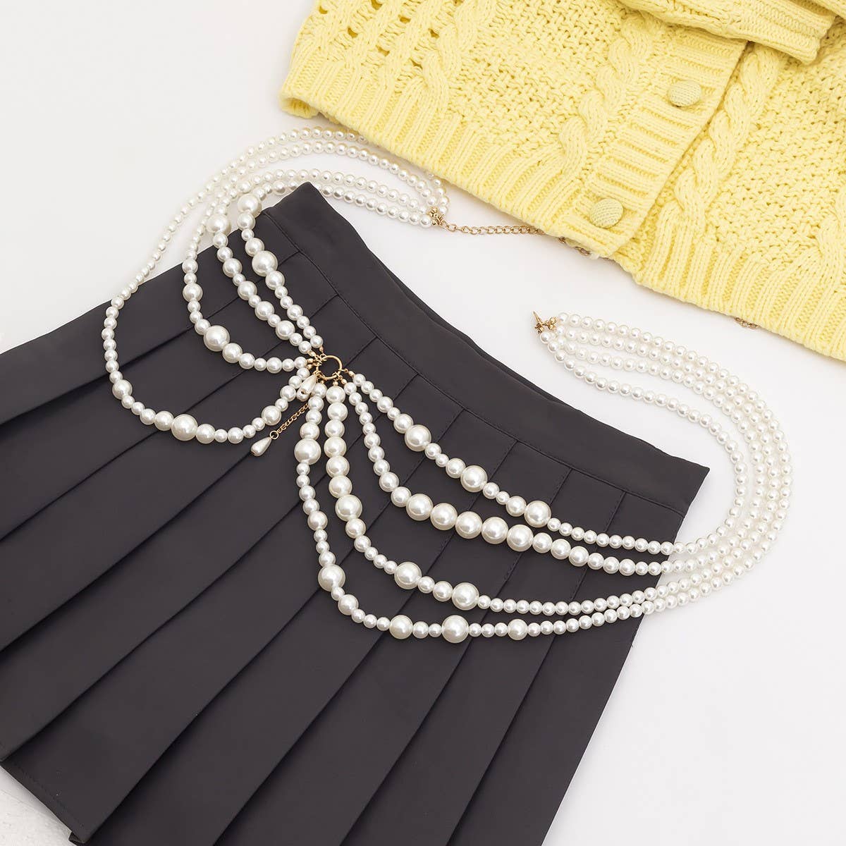 IMITATION PEARL HOLLOW TASSEL BODY CHAIN