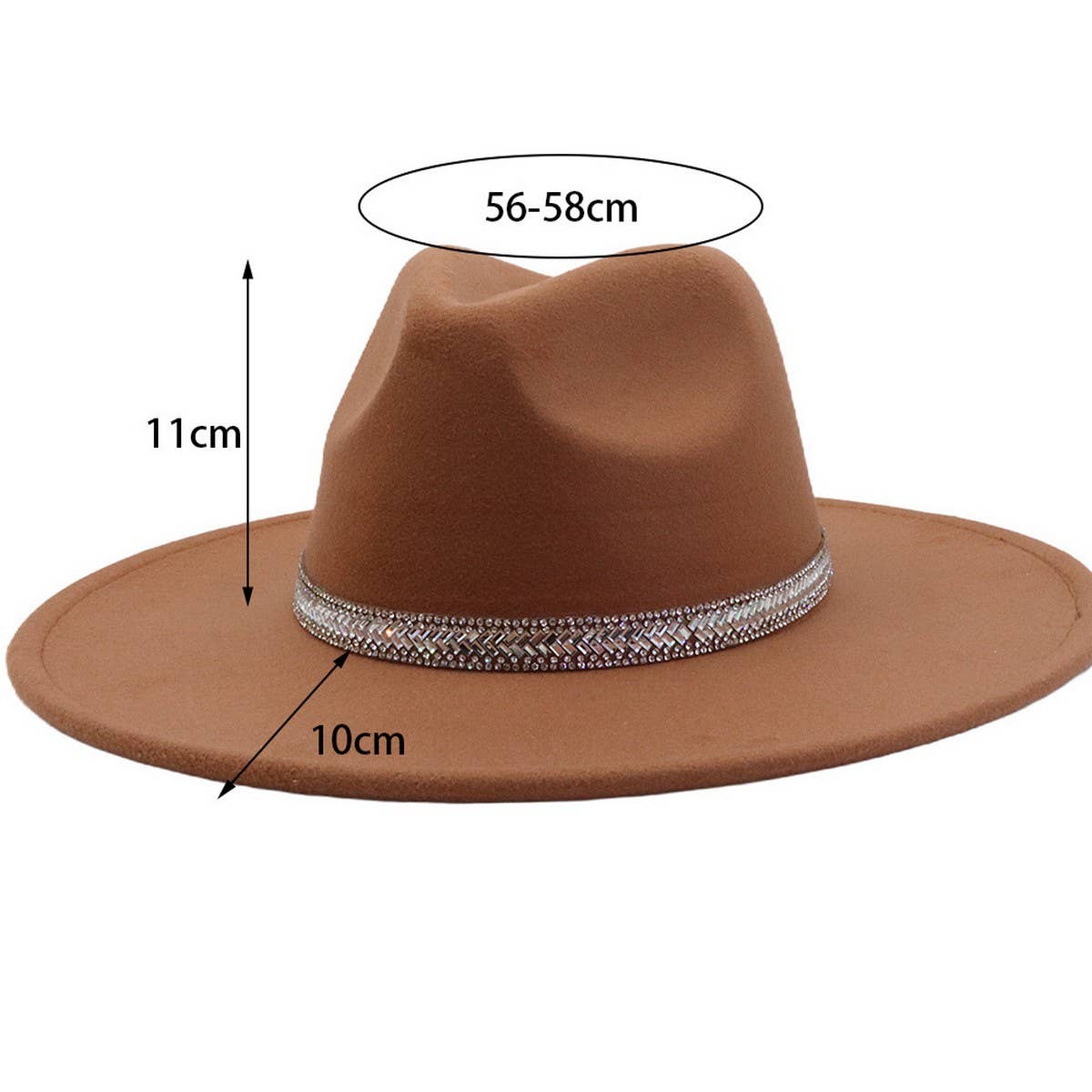 Men & Women Wool Blend Fedora Hat Heart Top_CWAH04376