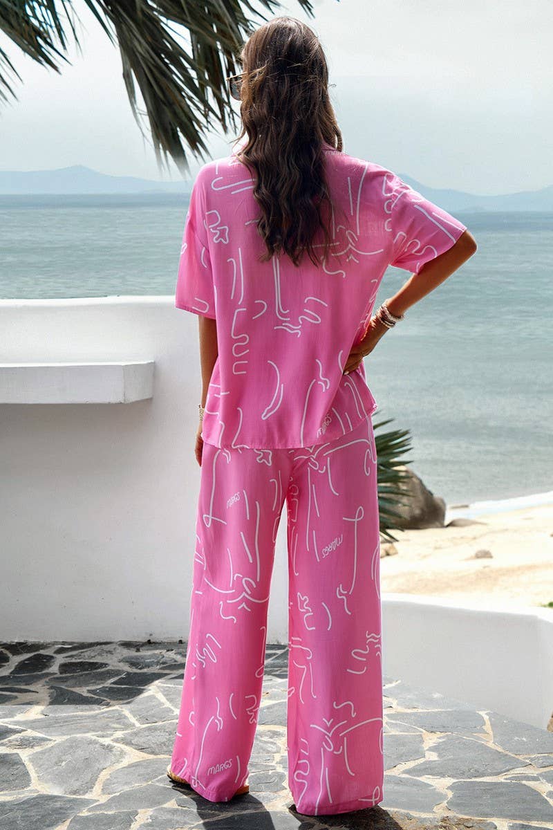 TEMPERAMENT PRINTED SHORT SLEEVE SUIT_CWSTB0370