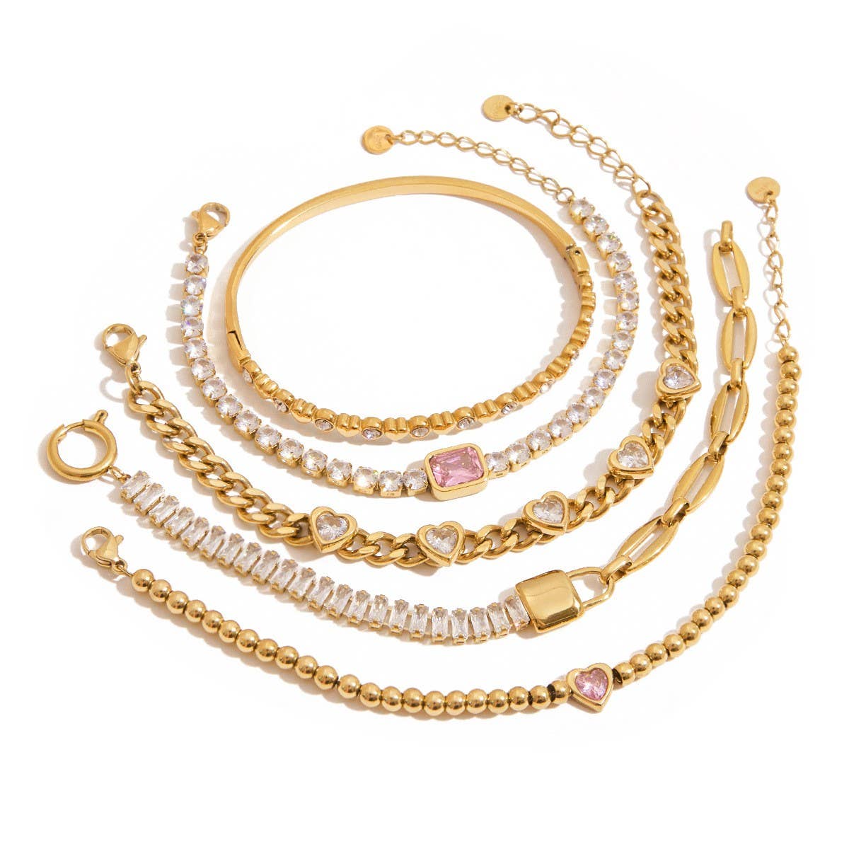 18K Gold Zircon Bracelet in Stainless Steel_CWAJE4625