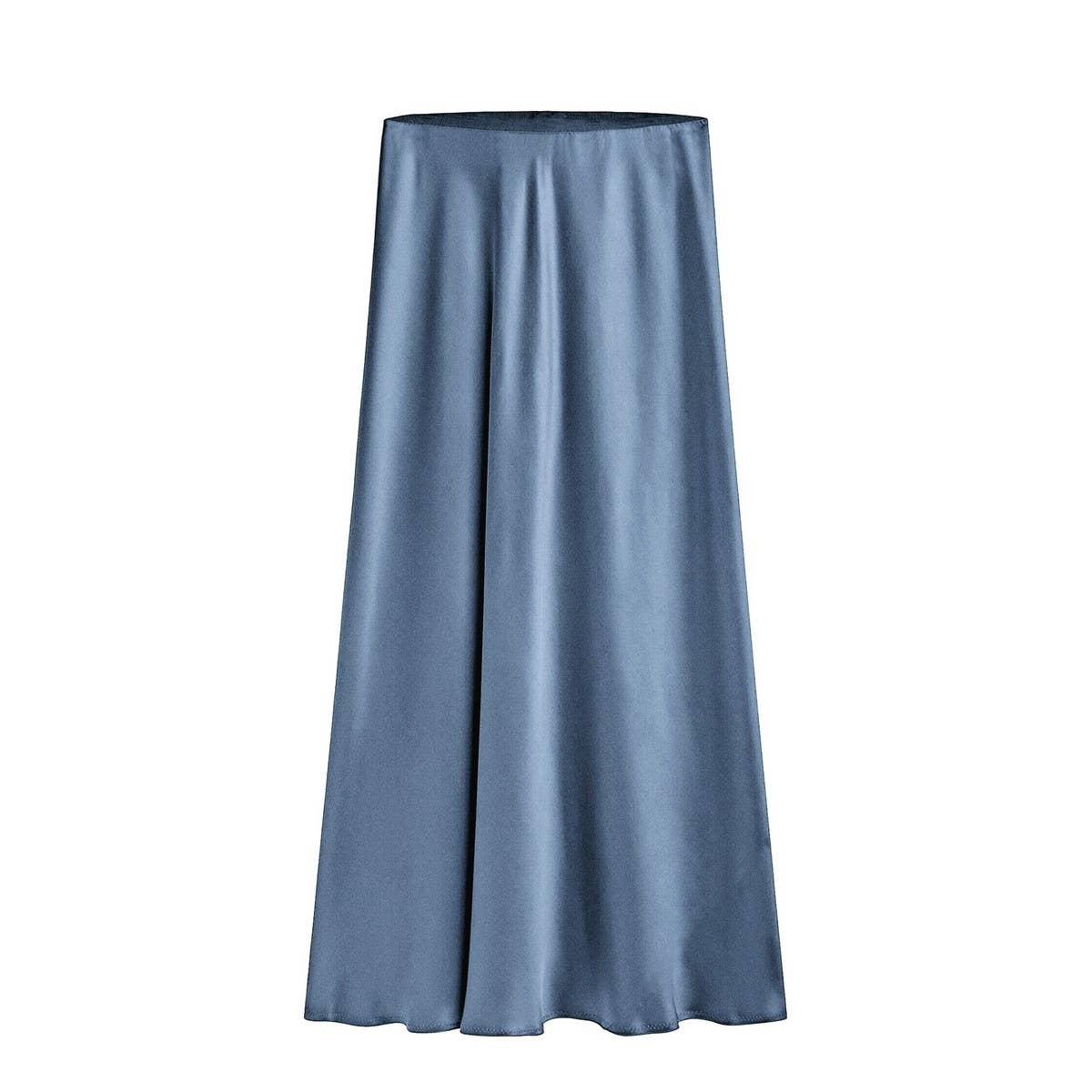 ACETATE SATIN SKIRT HIGH WAIST SLIT MAXI SKIRT_CWAB4804