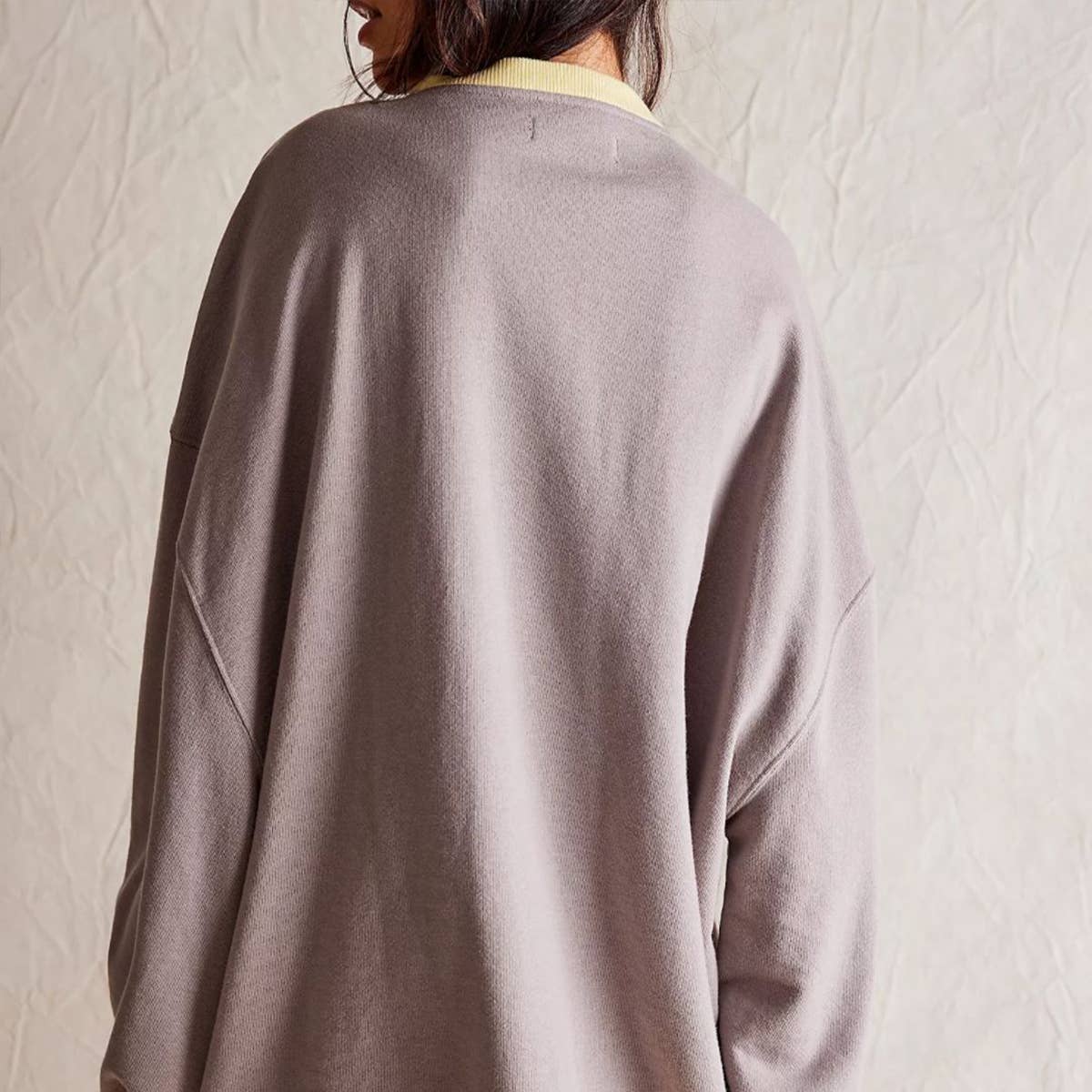 Solid color crew-neck split loose sweatshirt hoodie