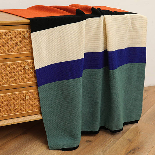 SIMPLE COLOR MATCHING STRIPED KNITTING BLANKET_CWASC0352