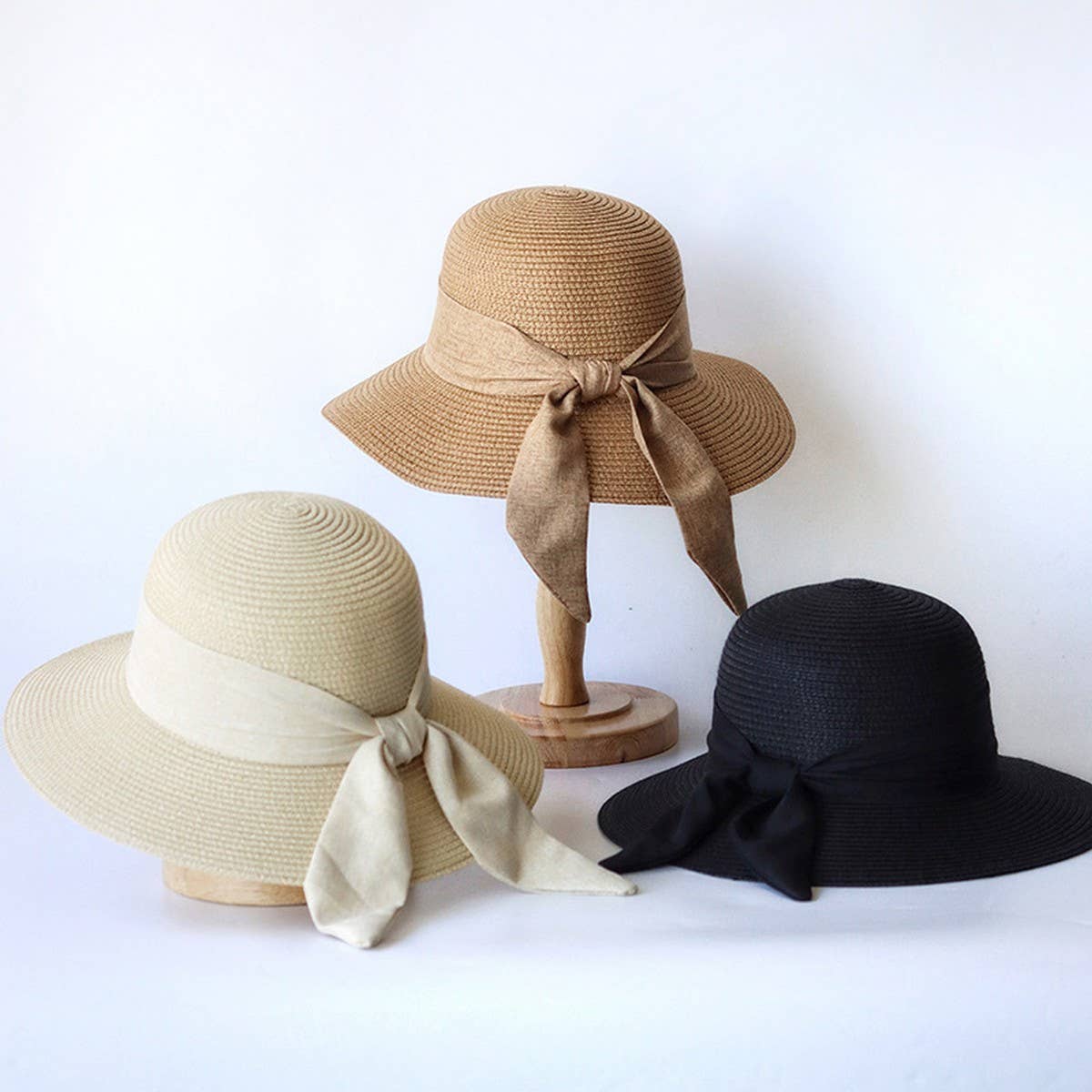 Summer Elegant Beach Bow Straw Hat_CWAH3407