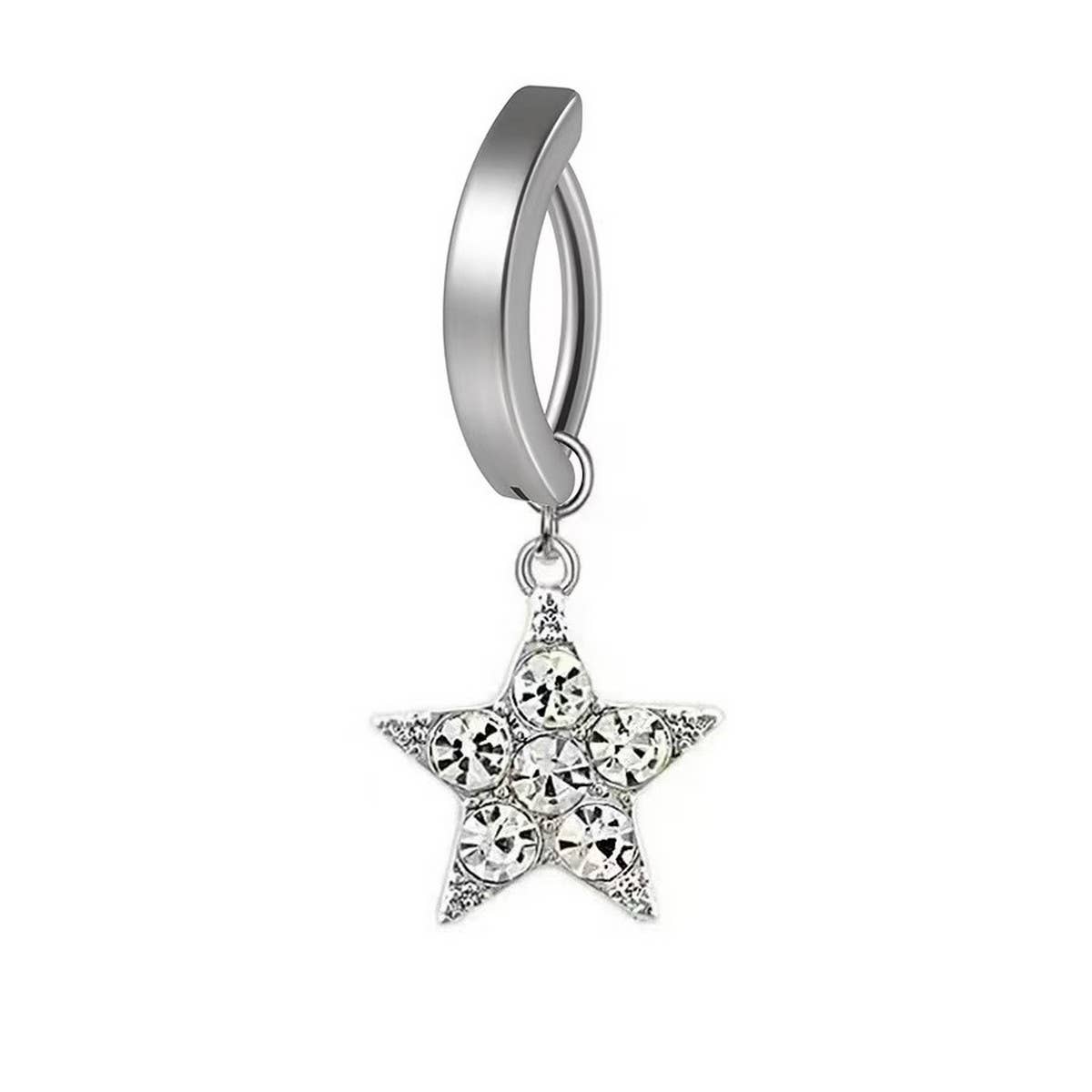 Minimal Curved Butterfly Star Belly Button Ring