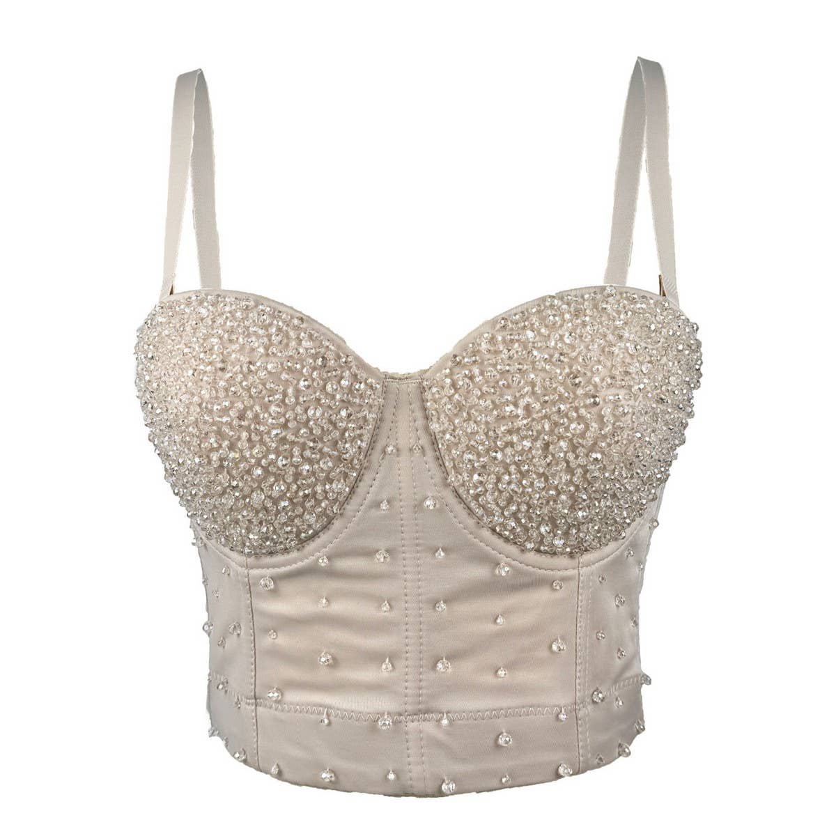 SHINY BEADED HANDMADE FISHBONE CORSET