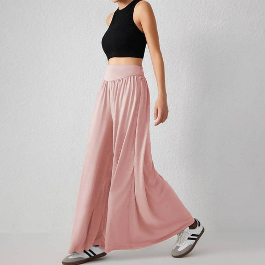 Loose Fit Solid Color Capri Wide-Leg Pants
