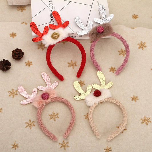 CHRISTMAS COLORFUL DEER ANTLER PLUSH NOSE HAIRPIN